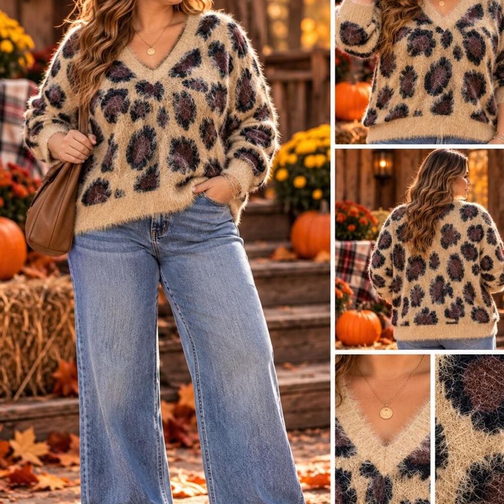Women's Tan and Brown Jumper